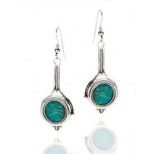 Dangling Sterling Silver & Eilat Stone Earrings by Rafael Jewelry Designer Boucles d'Oreilles