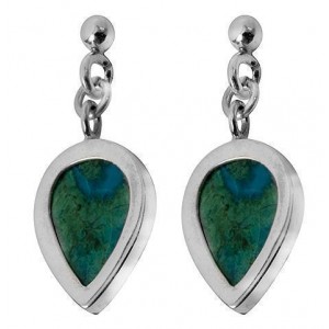 Drop Sterling Silver Earrings with Eilat Stone by Rafael Jewelry Boucles d'Oreilles