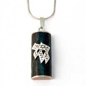 Eilat Stone Amulet Pendant with Chai in Sterling Silver by Rafael Jewelry Colliers & Pendentifs