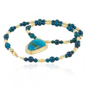 Eilat Stone and Gold-Plated Necklace by Rafael Jewelry Colliers & Pendentifs
