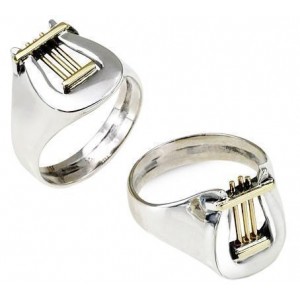 David’s Harp Ring in Sterling Silver & 9k Yellow Gold by Rafael Jewelry Bagues Juives