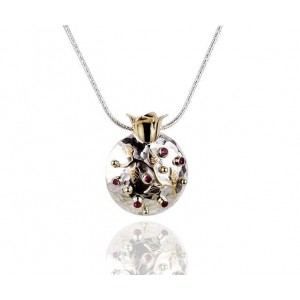 Pomegranate Pendant in Sterling Silver with Yellow Gold & Ruby by Rafael Jewelry Rafael Jewelry