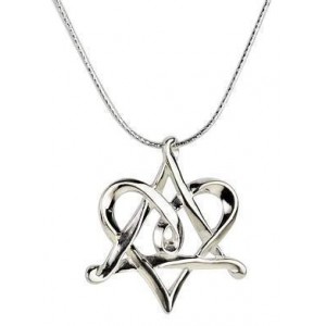 Star of David & Heart Pendant in Sterling Silver by Rafael Jewelry Collection d'Etoiles de David