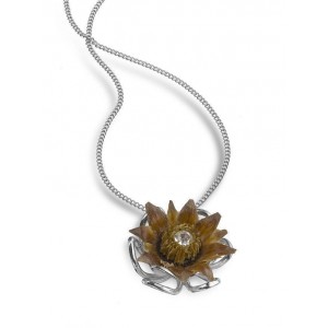 Blessing Flower & Diamond Necklace in Sterling Silver Colliers & Pendentifs