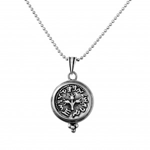 Sterling Silver Pendant with Ancient Israeli Coin Design by Rafael Jewelry Colliers & Pendentifs