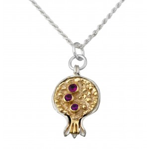 Pomegranate Pendant in Sterling Silver and Gems with Gold-Plating by Rafael Jewelry Colliers & Pendentifs