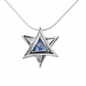 Star of David Pendant in Sterling Silver with Roman Glass by Rafael Jewelry Rafael Jewelry