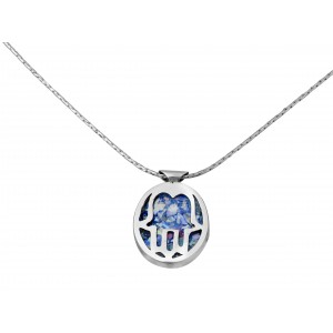 Hamsa Pendant in Sterling Silver & Roman Glass by Rafael Jewelry
 Colliers & Pendentifs