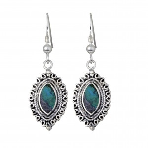 Oval Earrings with Eilat Stone in Sterling Silver by Rafael Jewelry Artistes & Marques