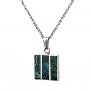 Square Eilat Stone Pendant in Sterling Silver by Rafael Jewelry Artistes & Marques