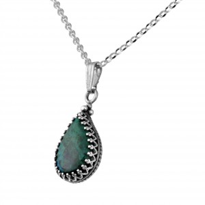 Sterling Silver Pendant with Eilat Stone in Drop Shape by Rafael Jewelry Colliers & Pendentifs