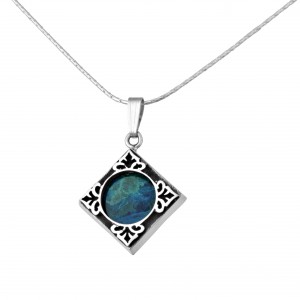 Squared Pendant in Sterling Silver & Eilat Stone by Rafael Jewelry Artistes & Marques