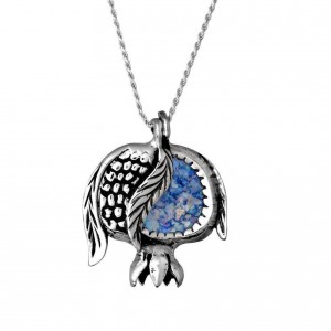 Pomegranate Sterling Silver Pendant with Roman Glass by Rafael Jewelry Colliers & Pendentifs