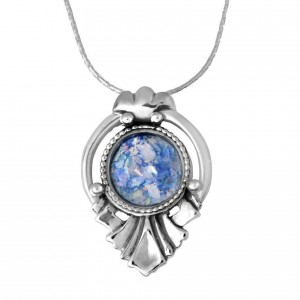 Roman Glass and Sterling Silver Drop Pendant by Rafael Jewelry Colliers & Pendentifs