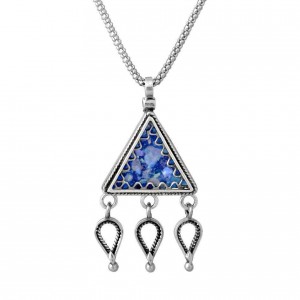Triangular Pendant in Sterling Silver & Roman Glass by Rafael Jewelry Rafael Jewelry
