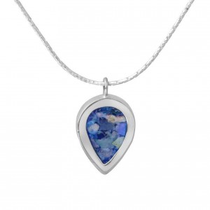 Drop Pendant in Sterling Silver with Roman Glass by Rafael Jewelry Colliers & Pendentifs