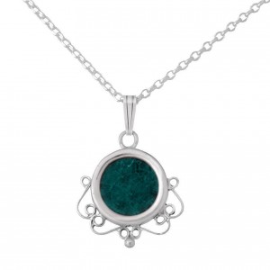 Sterling Silver Filigree Pendant with Eilat Stone Rafael Jewelry Colliers & Pendentifs
