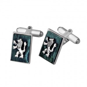 Sterling Silver Cufflinks with Lion & Eilat Stone Rafael Jewelry Accessoires
