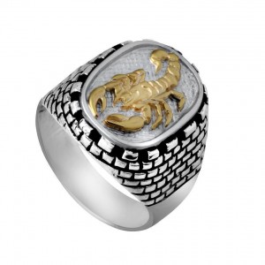 Rafael Jewelry Sterling Silver Ring with Scorpion in Gold Bagues Juives