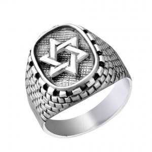 Rafael Jewelry Sterling Silver Ring with Star of David Jerusalem Jewelry