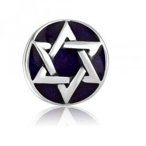 925 Sterling Silver Star of David With a Blue Enamel Charm
 Charms