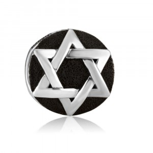 925 Sterling Silver Star of David Charm with a Black Enamel Marina Jewelry