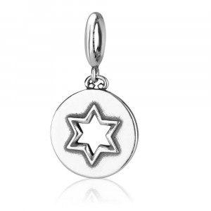 925 Sterling Silver Charm With Star of David Disc Design 
 Charms