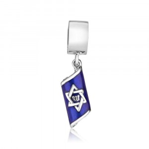 925 Sterling Silver Mezuzah with Star of David Charm and Blue Enamel
 Marina Jewelry