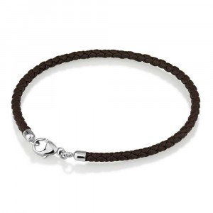 Grey Leather Charm Bracelet in 17.5 cm Length
 Charms