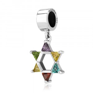 Sterling Silver Star of David with Jewel-Toned Stones
 Charms