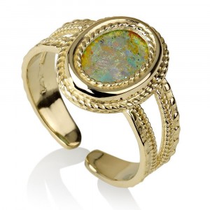 Classic Roman Glass Ring in 14K Gold by Ben Jewelry
 Bagues Juives