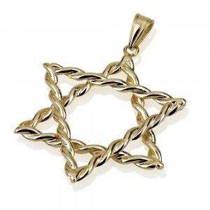 14K Gold Tress Style Star of David Pendant in Bigger Size by Ben Jewelry
 Star of David Jewelry