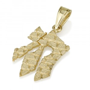 14k Gold Rough Block Chai Pendant by Ben Jewelry
