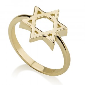 Star of David 14K Yellow Gold Ring with Glossy Finish by Ben Jewelry
 Bagues Juives