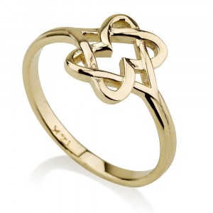 14K Yellow Gold Hearts and Star of David Ring by Ben Jewelry
 Bagues Juives