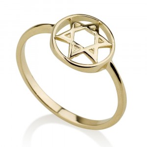 14K Yellow Gold Round-Bound Star of David Ring by Ben Jewelry
 Bagues Juives