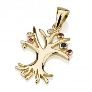 Tree of Life Pendant 14K Yellow Gold With Gemstones by Ben Jewelry Ben Jewelry