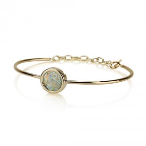 14K Yellow Gold and Roman Glass Bracelet by Ben Jewelry