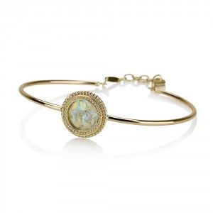 Bracelet in 18K Yellow Gold with Roman Glass by Ben Jewelry