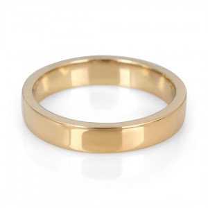 14K Gold Jerusalem-Made Traditional Jewish Flat-Sided Wedding Ring (4 mm) Alliances de Mariage