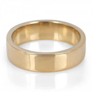 14K Gold Jerusalem-Made Traditional Jewish Flat-Sided Wedding Ring (6 mm) Mariage Juif
