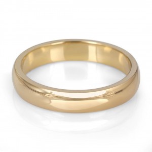 14K Gold Jerusalem-Made Traditional Jewish Wedding Ring With Comfort Edge (4 mm) Bagues Juives