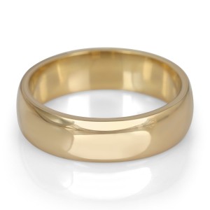 14K Gold Jerusalem-Made Traditional Jewish Wedding Ring With Comfort Edge (6 mm) Mariage Juif
