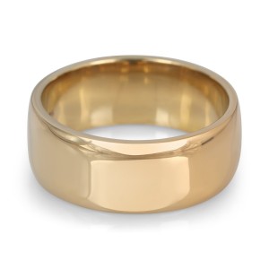 14K Gold Jerusalem-Made Traditional Jewish Wedding Ring With Comfort Edge (8 mm) Bagues Juives