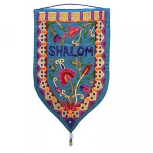Yair Emanuel Shalom Shield Tapestry (Large/Turquoise) Décorations d'Intérieur