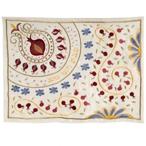 Yair Emanuel Challah Cover with Paisley Print in Raw Silk Couvres Hallah