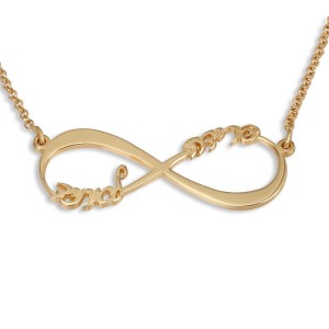 24K Gold Plated Infinity Necklace with Names Bijoux Prénom