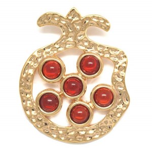 Gold Plated Pomegranate Pendant with Garnet Stones Colliers & Pendentifs