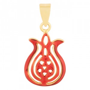 Pomegranate Pendant in Gold Plated and Wine Enamel Colliers & Pendentifs