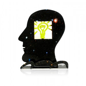 David Gerstein What an Idea Head Sculpture with Galaxy Pattern Décorations d'Intérieur